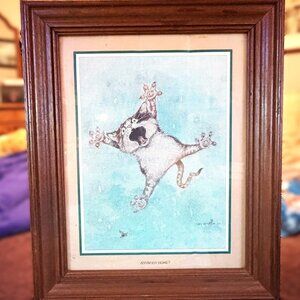 Gary Patterson Anybody Home Framed Cat Print 17x13 Humorous Pet Animal Wall Art